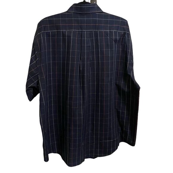 Roundtree & Yorke Men's 3XL Short Sleeve Button Down Red Blue Check Front Pocket - Picture 2 of 7